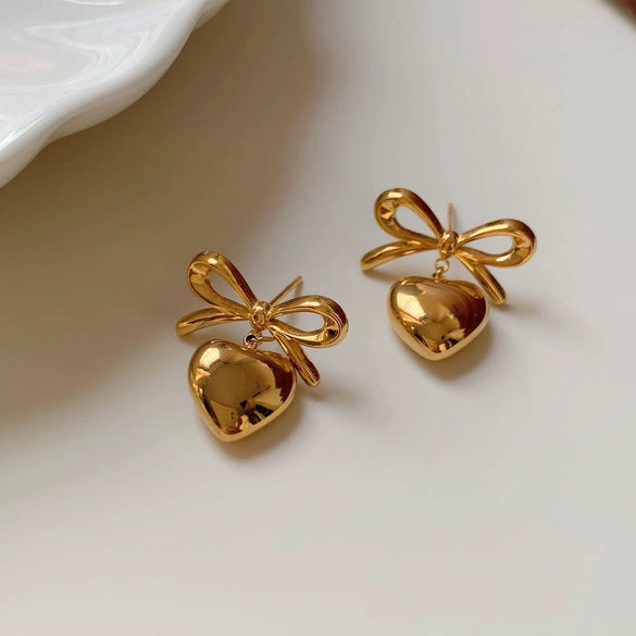 Wholesale Stainless Steel Bowshaped Personality Earrings