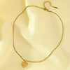Wholesale Stainless Steel Box Chain Heartshaped Necklace With Mixed Gemstone Inlay Pendant And Electroplating Treatment