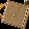 Wholesale Stainless Steel Box Chain Heartshaped Necklace With Mixed Gemstone Inlay Pendant And Electroplating Treatment