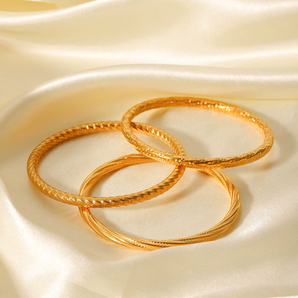 Wholesale Stainless Steel Bracelet Ins Style Minimalist Hollow Texture Electroplated For Women