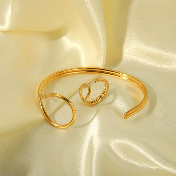 Wholesale Stainless Steel Bracelet With Geometric Style And Photosensitive Surface Pvd Furnace Real Gold Electroplated For Women