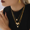 Wholesale Stainless Steel Brushed Earrings And Necklace Set With Gold Texture Cross Mirror Design Electroplated For Women