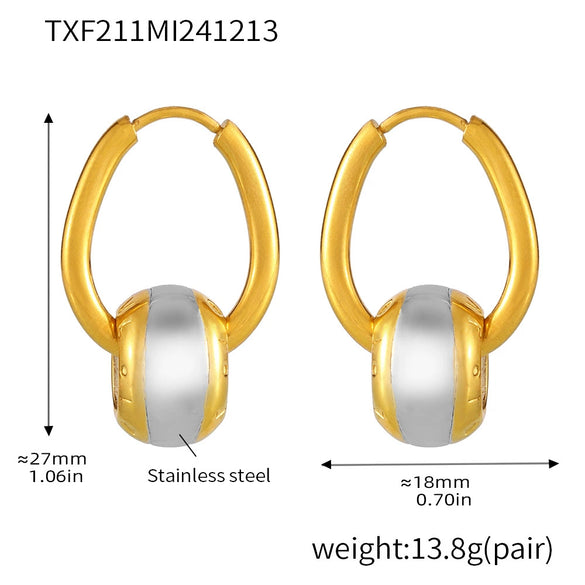 Wholesale Stainless Steel Brushed Earrings And Necklace Set With Gold Texture Cross Mirror Design Electroplated For Women