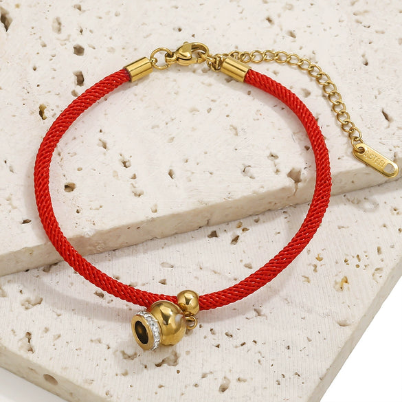 Wholesale Stainless Steel Bucket Lobster Buckle Thread Rope Bracelet With Tail Chain Electroplating Handmade Unisex Minimalist