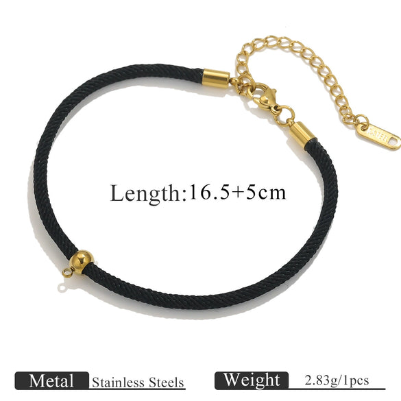 Wholesale Stainless Steel Bucket Lobster Buckle Thread Rope Bracelet With Tail Chain Electroplating Handmade Unisex Minimalist