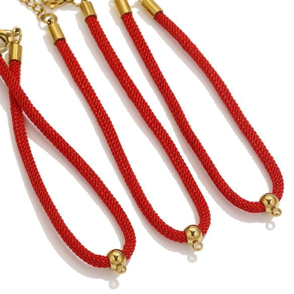 Wholesale Stainless Steel Bucket Lobster Buckle Thread Rope Bracelet With Tail Chain Electroplating Handmade Unisex Minimalist