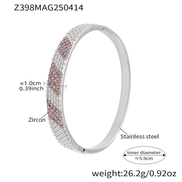 Wholesale Stainless Steel Buckle Bracelet With 5A Zircon Electroplated For Luxury Elegant And Fashionable Look
