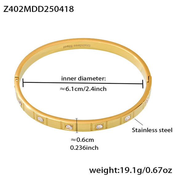 Wholesale Stainless Steel Buckle Bracelet With 5A Zircon Full Diamond Electroplated Fashionable And Geometric For Men And Women