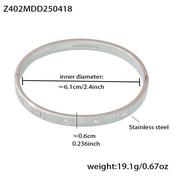 Wholesale Stainless Steel Buckle Bracelet With 5A Zircon Full Diamond Electroplated Fashionable And Geometric For Men And Women