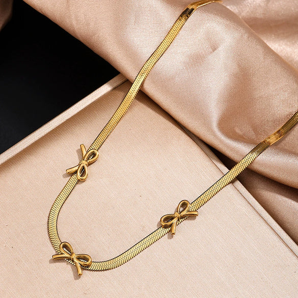 Wholesale Stainless Steel Butterfly Dragonfly Insect Pattern Bowknot 18K Plated Jewelry Set Of Necklace And Earrings For Women