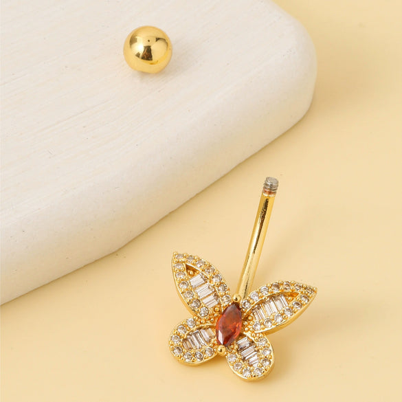Wholesale Stainless Steel Butterfly Navel Ring Electroplated For Women