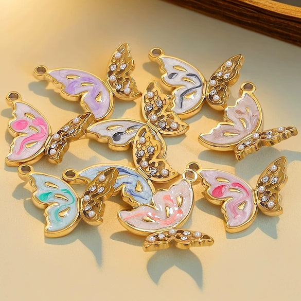 Wholesale Stainless Steel Butterfly Pendant With Vintage And Cartoon Animal Patterns Electroplated Diy Niche Accessories