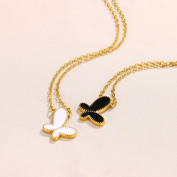 Wholesale Stainless Steel Butterfly Style Pendant Necklace With Ochain And Electroplating Treatment
