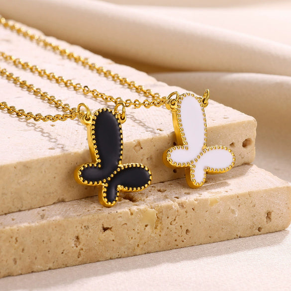 Wholesale Stainless Steel Butterfly Style Pendant Necklace With Ochain And Electroplating Treatment