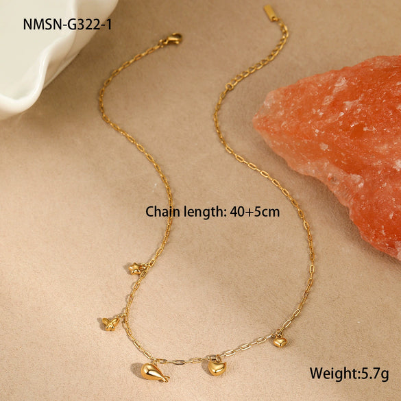 Wholesale Stainless Steel Butterfly Tassel Pendant Necklace With Geometric Pattern And Electroplating Design For Women