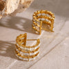 Wholesale Stainless Steel C Shaped Earrings With Inlaid Zircon For Women Featuring Letters Numbers Text Design