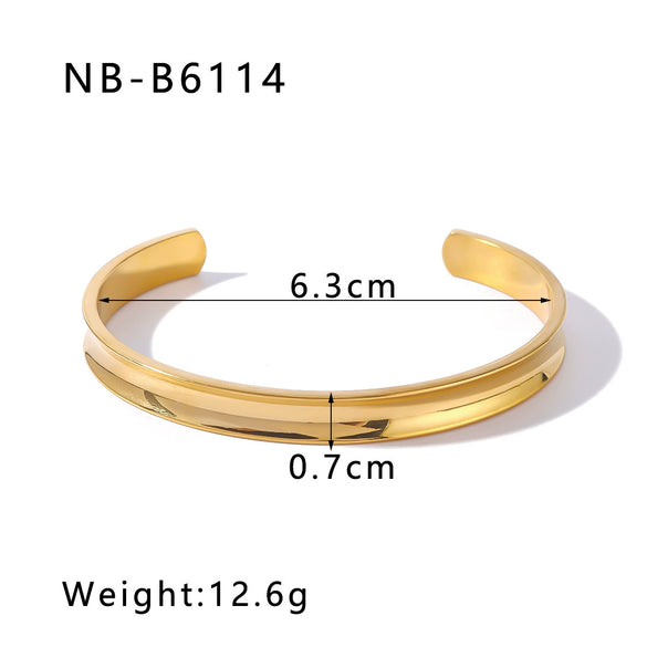 Wholesale Stainless Steel C Shaped Open Bracelet Gold Plated 18K Non Fading With Electroplating Treatment