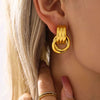 Wholesale Stainless Steel C Shaped Pattern High Glow Earrings For Women Pvd Electroplated 18K True Gold Color Preservation
