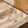 Wholesale Stainless Steel C Shaped Pearl Earrings For Women Geometric Style Electroplated