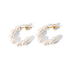 Wholesale Stainless Steel C Shaped Pearl Earrings For Women Geometric Style Electroplated