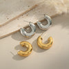 Wholesale Stainless Steel C Shaped Plain Hoop Earrings With Geometric Pattern And Real Gold Pvd Furnace Electroplating For Women Minimalist Normcore Fashion