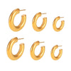 Wholesale Stainless Steel C Solid Earrings Pvd Plated 18K True Gold Color Light Luxury Geometric Style
