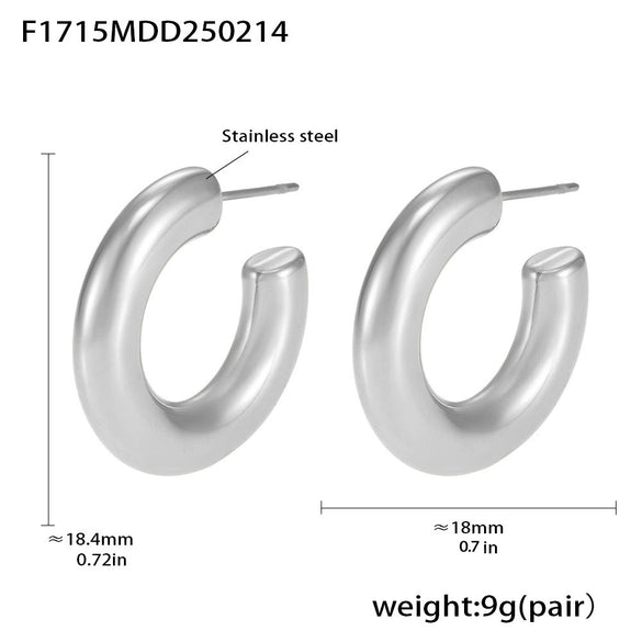 Wholesale Stainless Steel C Solid Earrings Pvd Plated 18K True Gold Color Light Luxury Geometric Style