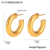 Wholesale Stainless Steel C Solid Earrings Pvd Plated 18K True Gold Color Light Luxury Geometric Style
