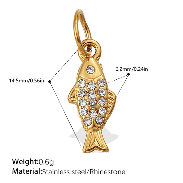 Wholesale 316L Stainless Steel Cartoon Animal Zodiac Inlaid Rhinestone Starfish Coconut Tree Pendant Necklace Bracelet Accessories Electroplated