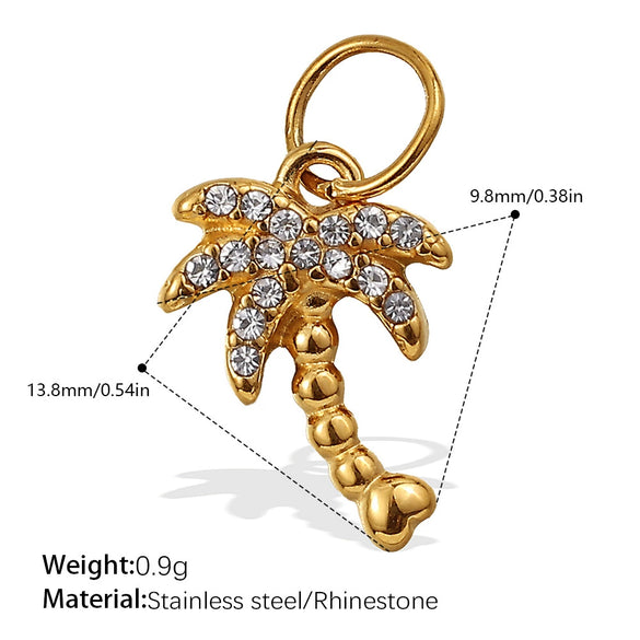 Wholesale 316L Stainless Steel Cartoon Animal Zodiac Inlaid Rhinestone Starfish Coconut Tree Pendant Necklace Bracelet Accessories Electroplated