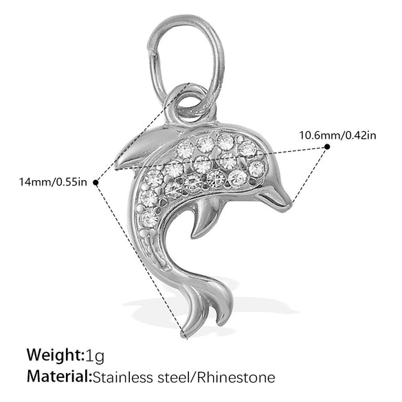Wholesale 316L Stainless Steel Cartoon Animal Zodiac Inlaid Rhinestone Starfish Coconut Tree Pendant Necklace Bracelet Accessories Electroplated
