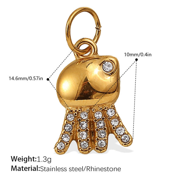 Wholesale 316L Stainless Steel Cartoon Animal Zodiac Inlaid Rhinestone Starfish Coconut Tree Pendant Necklace Bracelet Accessories Electroplated