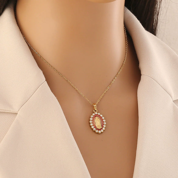 Wholesale Stainless Steel Cartoon Character Religious Clavicle Chain Necklace With Cross Pendant