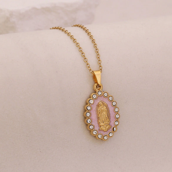 Wholesale Stainless Steel Cartoon Character Religious Clavicle Chain Necklace With Cross Pendant