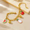 Wholesale Stainless Steel Cartoon Fruit Shaped Pendant Bracelet With Electroplating Processing