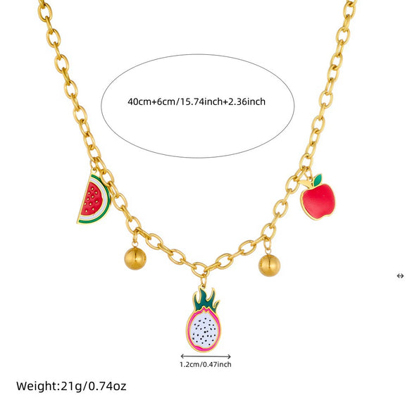 Wholesale Stainless Steel Cartoon Fruitshape Pendant Necklace With Electroplating Process
