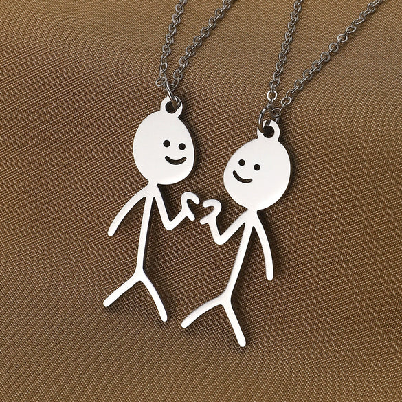Wholesale Stainless Steel Cartoon Stickman Pendant Necklace With Geometric Style And Electroplating Treatment For Men And Women
