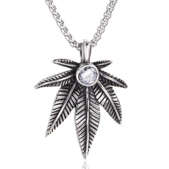 Wholesale Stainless Steel Casting Maple Leaf Pendant Necklace Jewelry