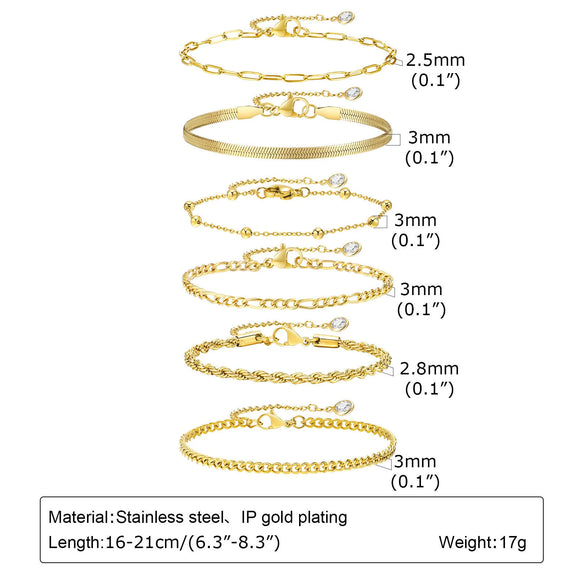Wholesale Stainless Steel Chain Bracelet For Women Fashion Personality Gold Electroplated Jewelry