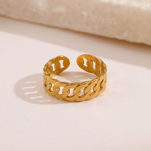 Wholesale Stainless Steel Chain Ring Women's Geometric Electroplated Design