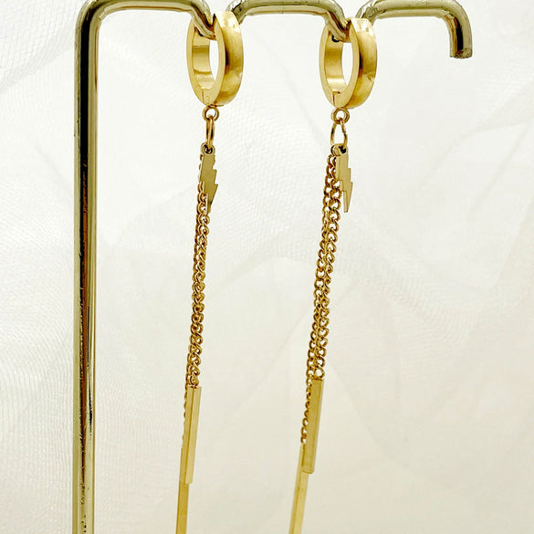 Wholesale Stainless Steel Chain Tassel Earrings Electroplated With Sun Moon Stars Flowers Animal Shapes