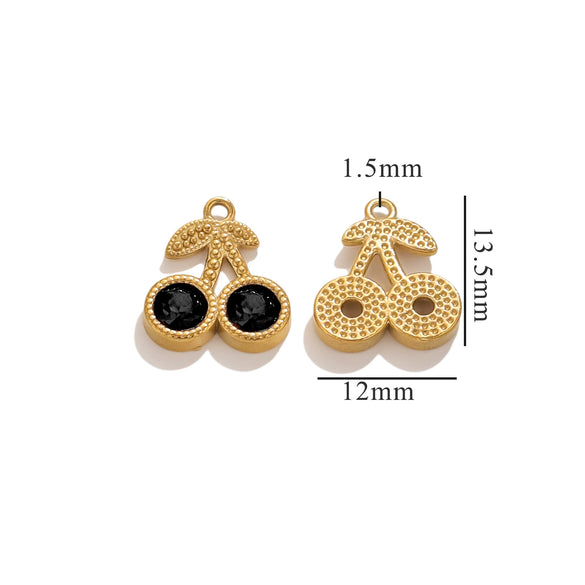 Wholesale Stainless Steel Cherry Crystal Pendant Jewelry Accessories With Vacuum Titanium Plated And Sweet Style