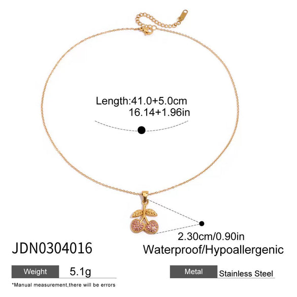 Wholesale Stainless Steel Cherry Geometric Style Electroplated Women's Necklace