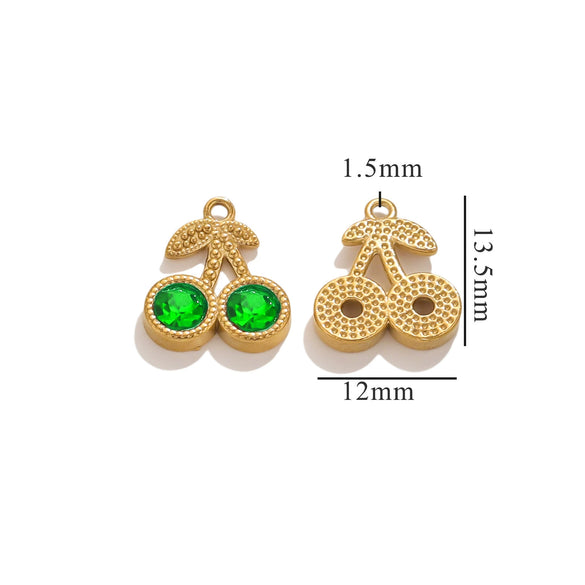 Wholesale Stainless Steel Cherry Pattern Handmade Diy Jewelry Pendant Earrings Necklace With Electroplating