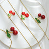Wholesale Stainless Steel Cherry Pendant Necklace With Snake Bone Chain Electroplating Fashion Minimalist Design