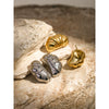 Wholesale Stainless Steel Chubby Horn Wrap Texture Electroplated Unisex Earrings