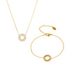 Wholesale 316L Stainless Steel Circle Pendant Clavicle Necklace And Bracelet Set With Electroplating And Chain Pattern