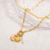 Wholesale Stainless Steel Clavicle Chain Necklace With Sunflower Moon Pendant Electroplated 18K Gold For Women Light Luxury Minimalist Style