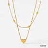 Wholesale Stainless Steel Clavicle Chain With Oval Beads And Double Layer Vacuum Electroplated Gold Rhombus Pattern For Women