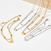 Wholesale Stainless Steel Clavicle Chain With Oval Beads And Double Layer Vacuum Electroplated Gold Rhombus Pattern For Women